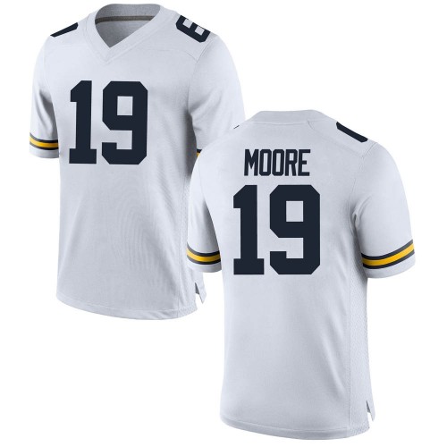 Rod Moore Michigan Wolverines Men's NCAA #19 White Replica Brand Jordan College Stitched Football Jersey STX6054AR